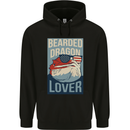Bearded Dragon Lover USA America Mens 80% Cotton Hoodie Black