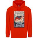 Bearded Dragon Lover USA America Mens 80% Cotton Hoodie Bright Red