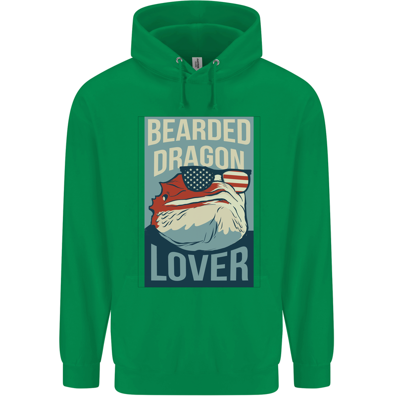 Bearded Dragon Lover USA America Mens 80% Cotton Hoodie Irish Green