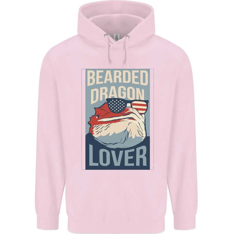Bearded Dragon Lover USA America Mens 80% Cotton Hoodie Light Pink