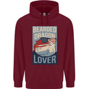 Bearded Dragon Lover USA America Mens 80% Cotton Hoodie Maroon