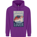 Bearded Dragon Lover USA America Mens 80% Cotton Hoodie Purple