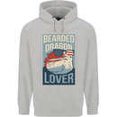 Bearded Dragon Lover USA America Mens 80% Cotton Hoodie Sports Grey