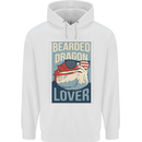 Bearded Dragon Lover USA America Mens 80% Cotton Hoodie White