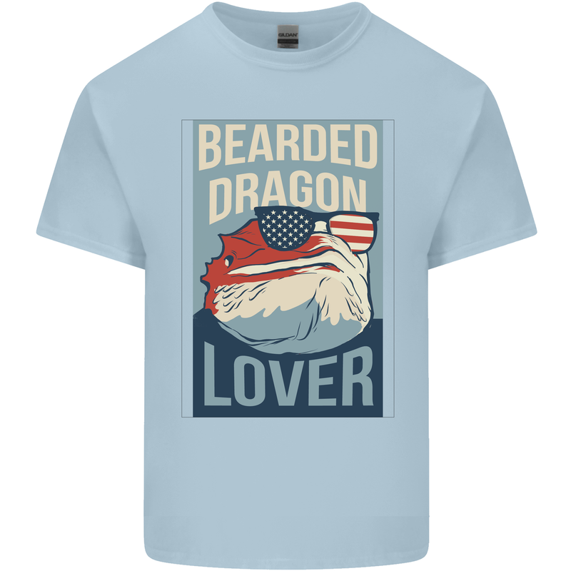 Bearded Dragon Lover USA America Mens Cotton T-Shirt Tee Top Light Blue