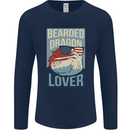 Bearded Dragon Lover USA America Mens Long Sleeve T-Shirt Navy Blue