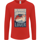 Bearded Dragon Lover USA America Mens Long Sleeve T-Shirt Red