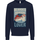 Bearded Dragon Lover USA America Mens Sweatshirt Jumper Navy Blue