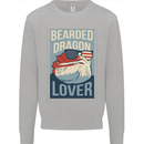Bearded Dragon Lover USA America Mens Sweatshirt Jumper Sports Grey