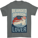 Bearded Dragon Lover USA America Mens T-Shirt 100% Cotton Charcoal