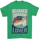 Bearded Dragon Lover USA America Mens T-Shirt 100% Cotton Irish Green