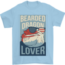 Bearded Dragon Lover USA America Mens T-Shirt 100% Cotton Light Blue