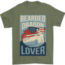 Bearded Dragon Lover USA America Mens T-Shirt 100% Cotton Military Green