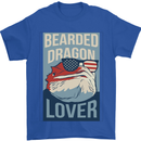 Bearded Dragon Lover USA America Mens T-Shirt 100% Cotton Royal Blue