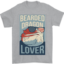 Bearded Dragon Lover USA America Mens T-Shirt 100% Cotton Sports Grey