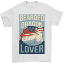 Bearded Dragon Lover USA America Mens T-Shirt 100% Cotton White