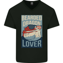 Bearded Dragon Lover USA America Mens V-Neck Cotton T-Shirt Black