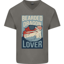 Bearded Dragon Lover USA America Mens V-Neck Cotton T-Shirt Charcoal
