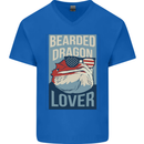 Bearded Dragon Lover USA America Mens V-Neck Cotton T-Shirt Royal Blue