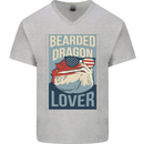 Bearded Dragon Lover USA America Mens V-Neck Cotton T-Shirt Sports Grey