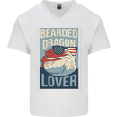 Bearded Dragon Lover USA America Mens V-Neck Cotton T-Shirt White