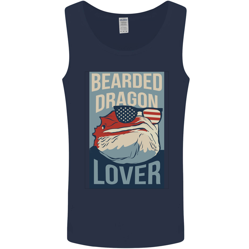 Bearded Dragon Lover USA America Mens Vest Tank Top Navy Blue