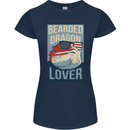 Bearded Dragon Lover USA America Womens Petite Cut T-Shirt Navy Blue