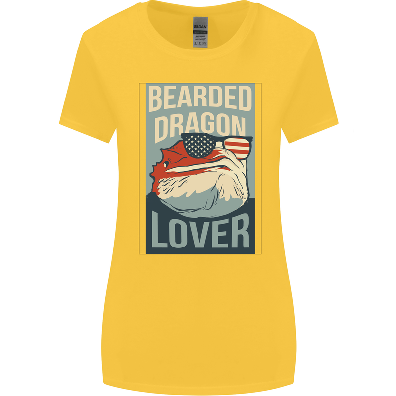 Bearded Dragon Lover USA America Womens Wider Cut T-Shirt Yellow