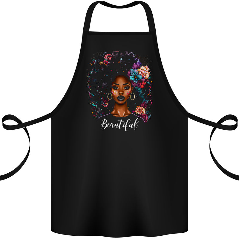Beautiful African Black Woman Cotton Apron 100% Organic Black