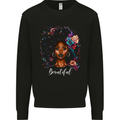 Beautiful African Black Woman Kids Sweatshirt Jumper Black