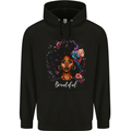 Beautiful African Black Woman Mens 80% Cotton Hoodie Black