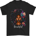 Beautiful African Black Woman Mens T-Shirt 100% Cotton Black