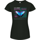 Beautiful & Fragile Butterfly Graphic Womens Petite Cut T-Shirt Black