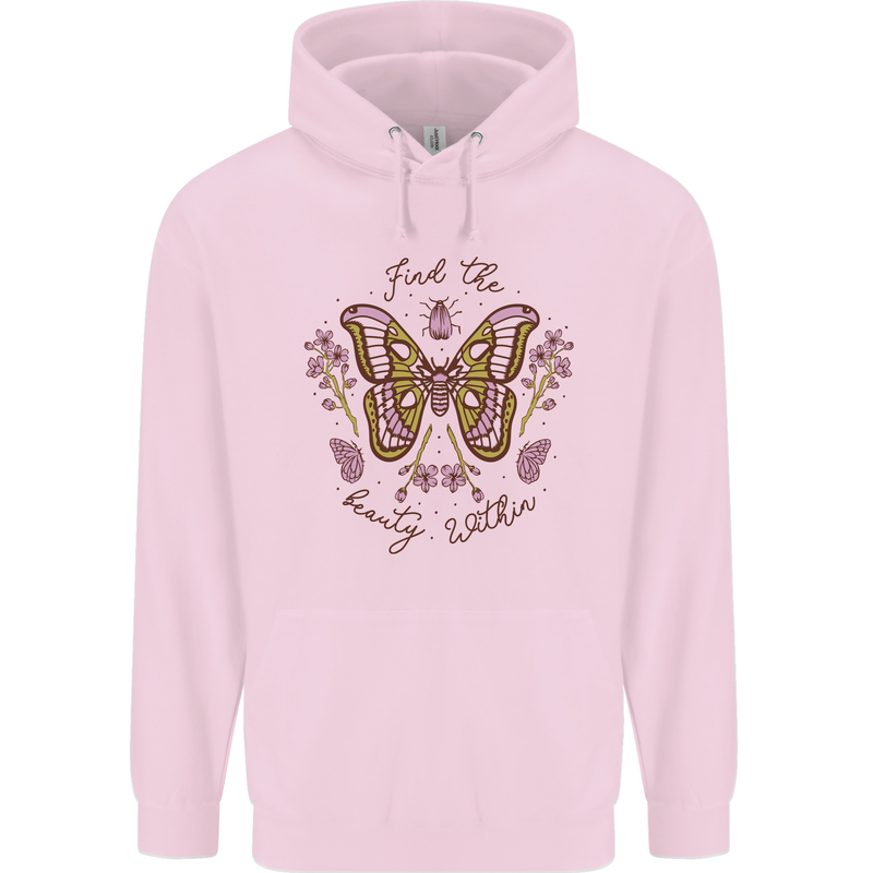 Beauty Within Butterfly Butterflies Childrens Kids Hoodie Light Pink