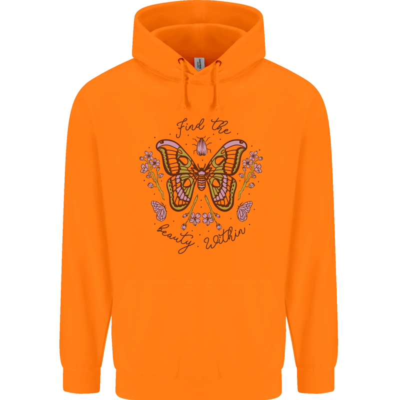 Beauty Within Butterfly Butterflies Childrens Kids Hoodie Orange