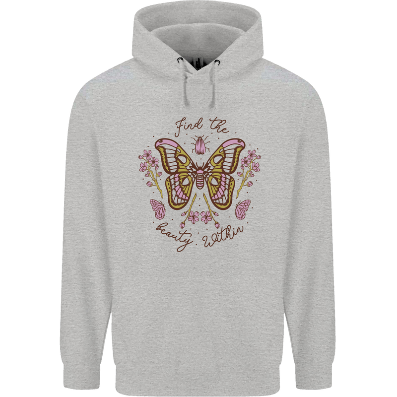 Beauty Within Butterfly Butterflies Childrens Kids Hoodie Sports Grey