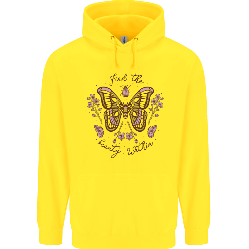 Beauty Within Butterfly Butterflies Childrens Kids Hoodie Yellow