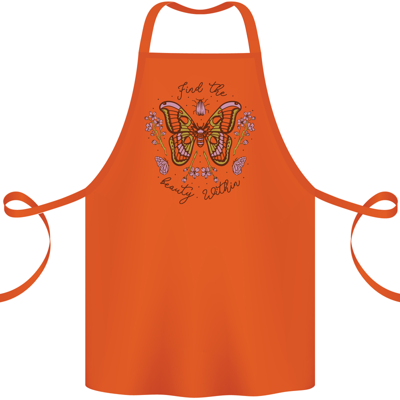 Beauty Within Butterfly Butterflies Cotton Apron 100% Organic Orange