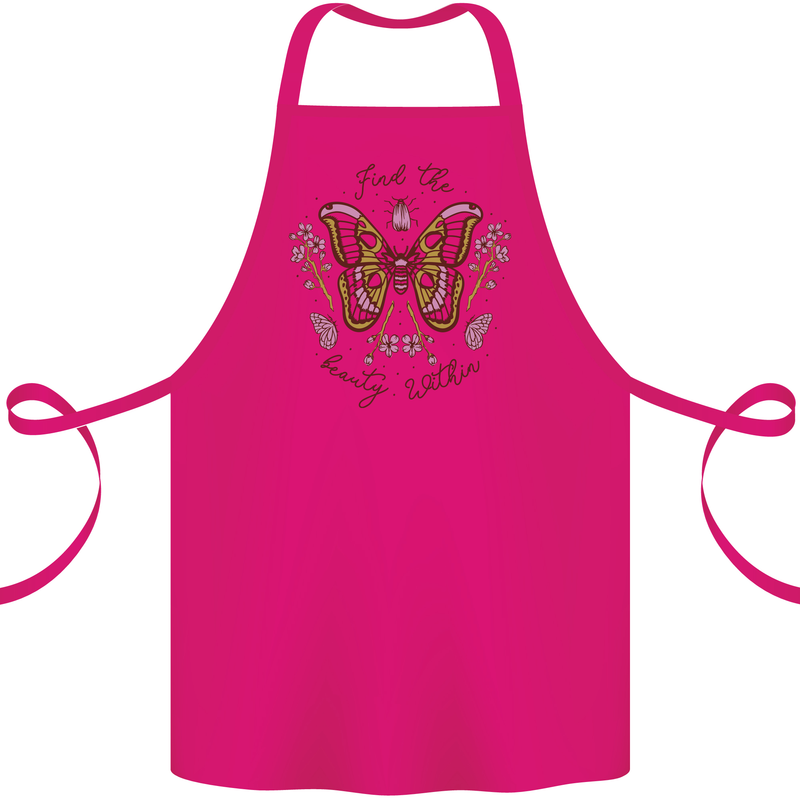 Beauty Within Butterfly Butterflies Cotton Apron 100% Organic Pink
