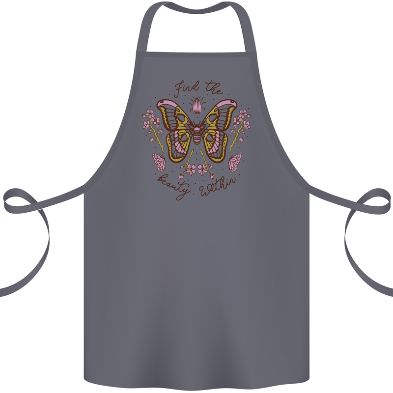Beauty Within Butterfly Butterflies Cotton Apron 100% Organic Steel