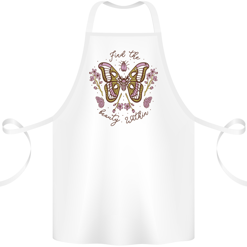 Beauty Within Butterfly Butterflies Cotton Apron 100% Organic White