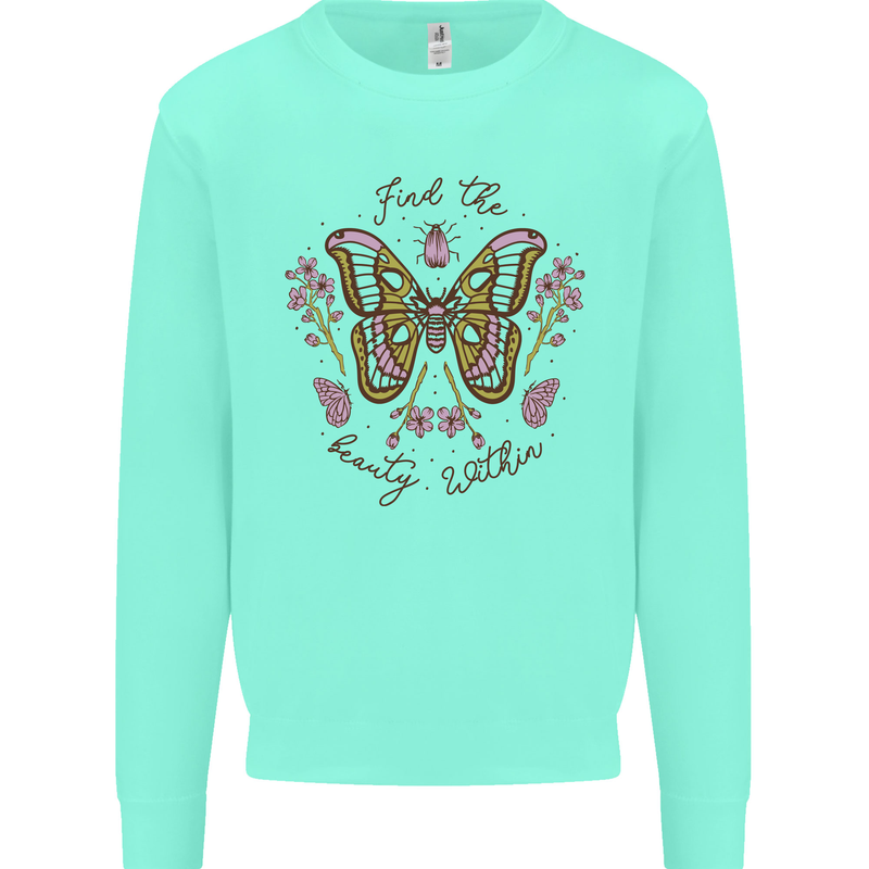 Beauty Within Butterfly Butterflies Kids Sweatshirt Jumper Peppermint