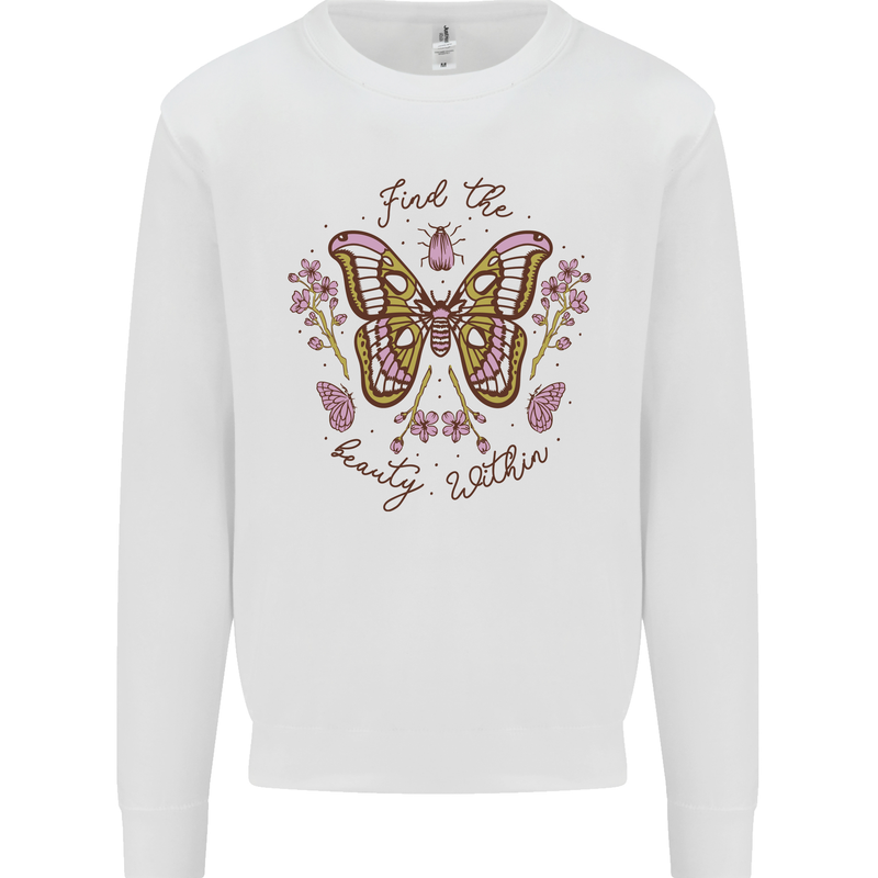 Beauty Within Butterfly Butterflies Kids Sweatshirt Jumper White