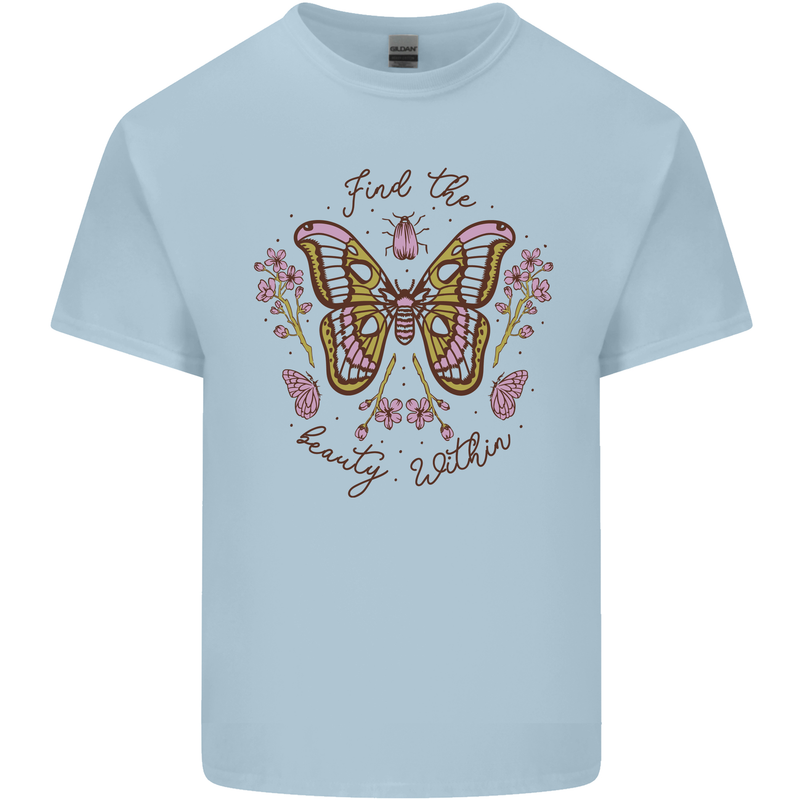 Beauty Within Butterfly Butterflies Kids T-Shirt Childrens Light Blue