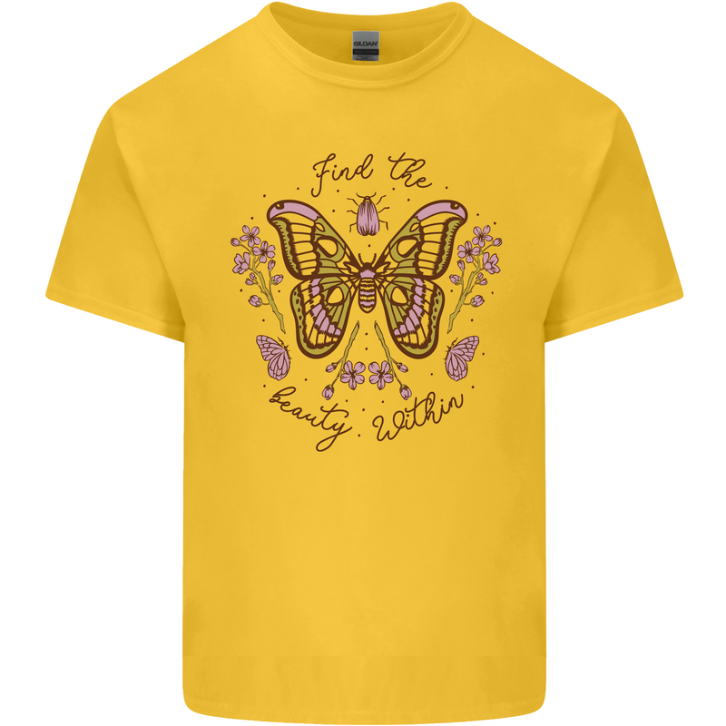 Beauty Within Butterfly Butterflies Kids T-Shirt Childrens Yellow