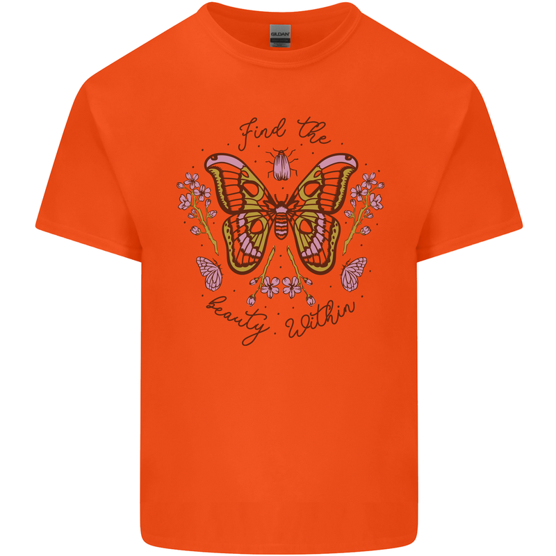 Beauty Within Butterfly Butterflies Mens Cotton T-Shirt Tee Top Orange