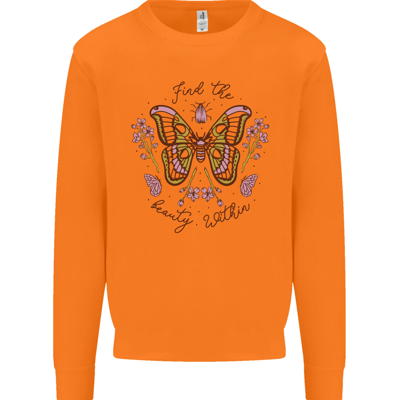 Beauty Within Butterfly Butterflies Mens Sweatshirt Jumper Orange