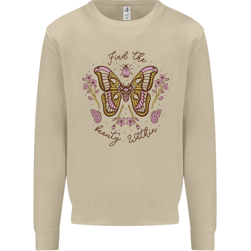 Beauty Within Butterfly Butterflies Mens Sweatshirt Jumper Sand