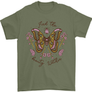 Beauty Within Butterfly Butterflies Mens T-Shirt 100% Cotton Military Green