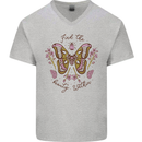 Beauty Within Butterfly Butterflies Mens V-Neck Cotton T-Shirt Sports Grey